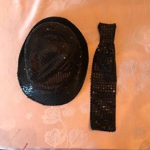 Child Costume - Black Sequin Hat and Tie